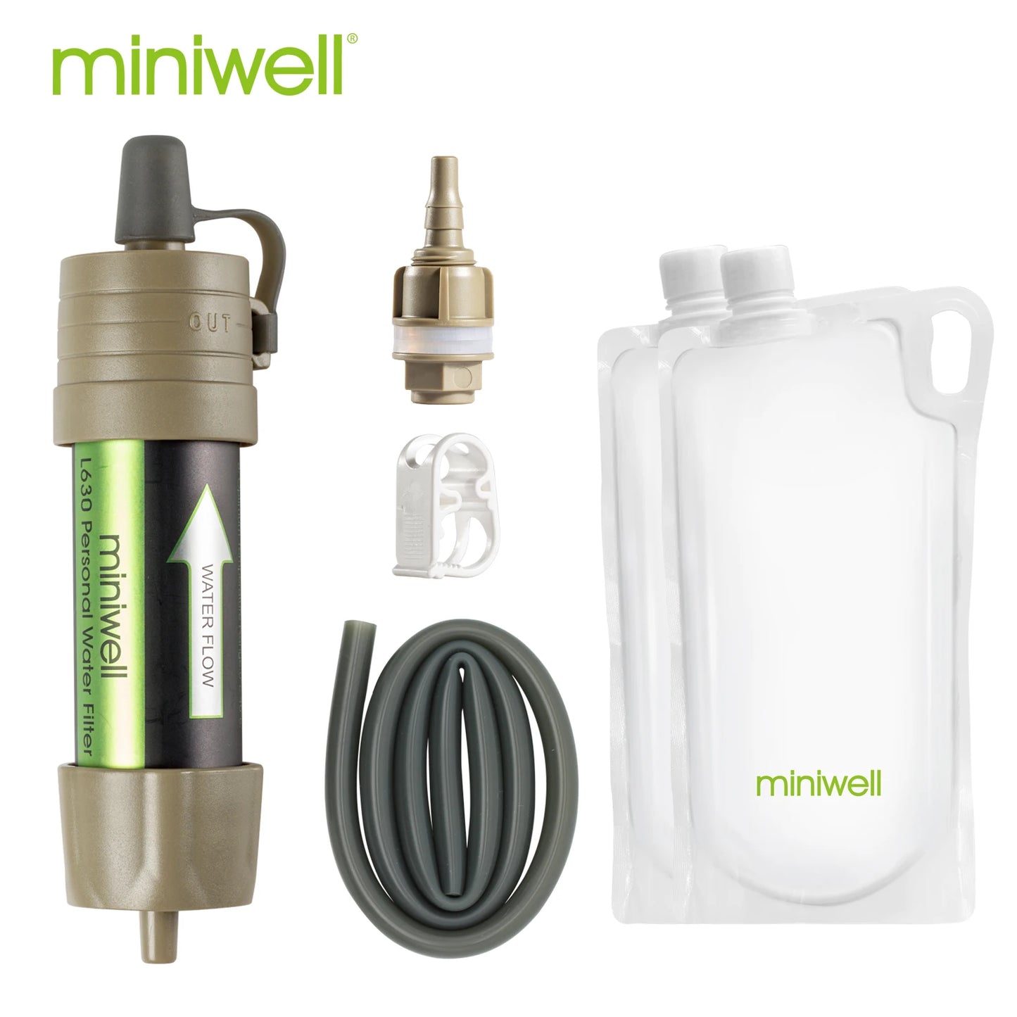 Miniwell Outdoor Gravity Water Filter for Hiking and Travel