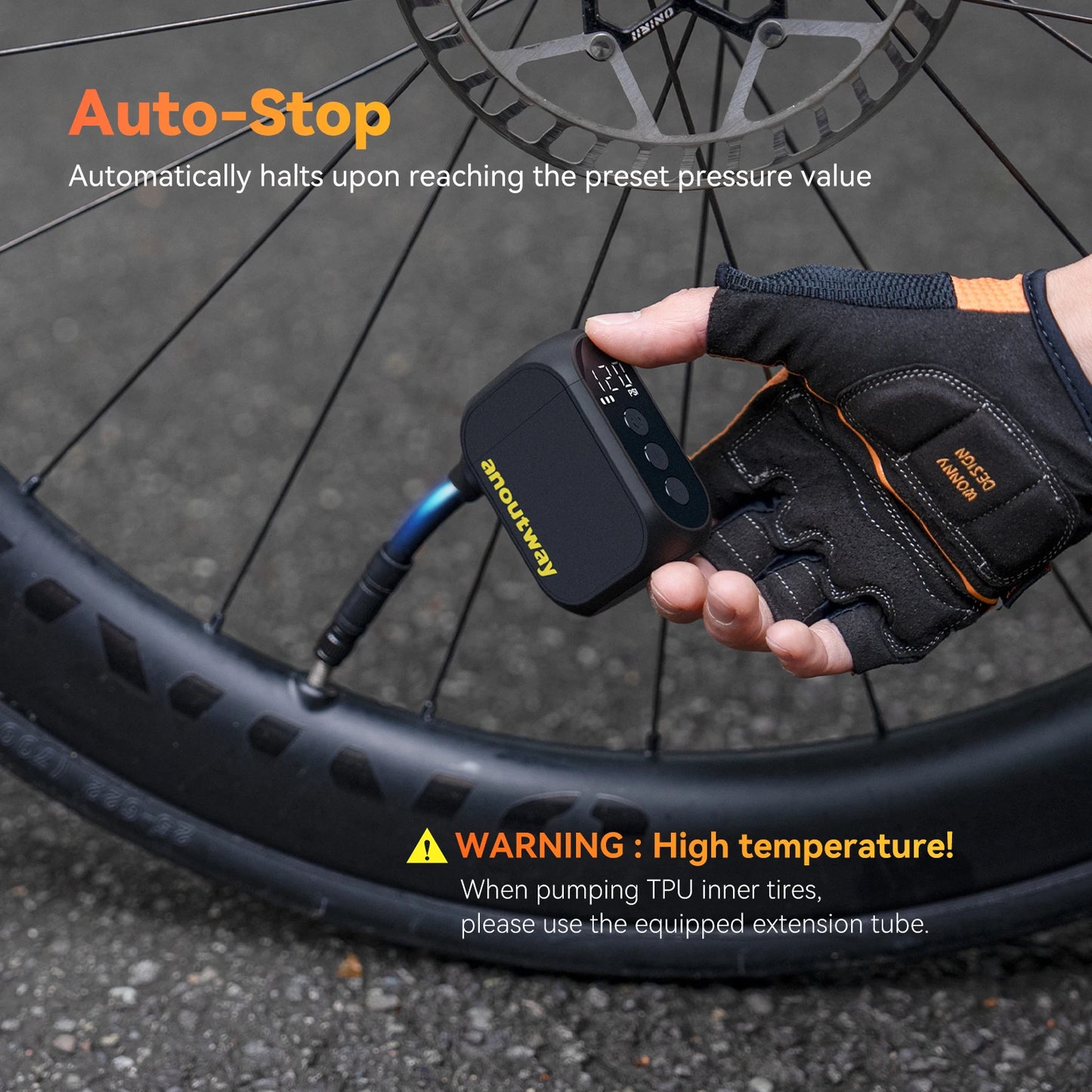 Anoutway AT1 Pro Mini Electric Bike Pump With LCD 120PSI