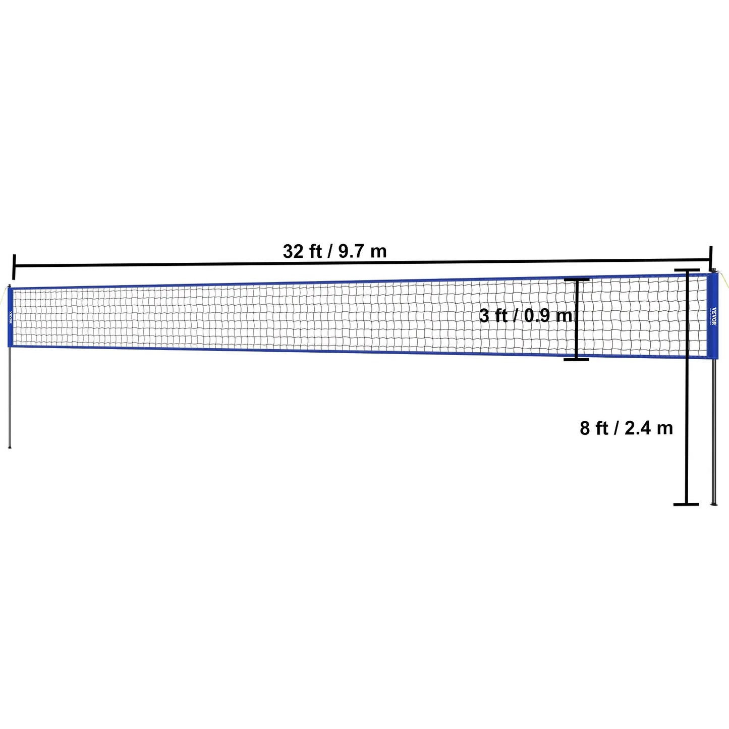 SucceBuy Outdoor Volleyball Net System with Adjustable Poles