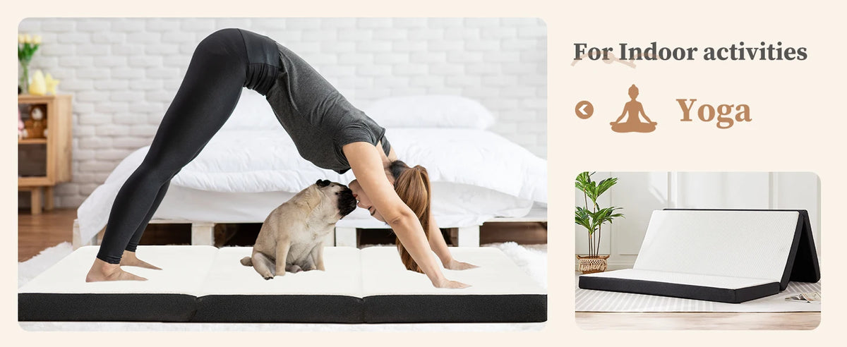 JHK Trifold Memory Foam Portable Floor Bed