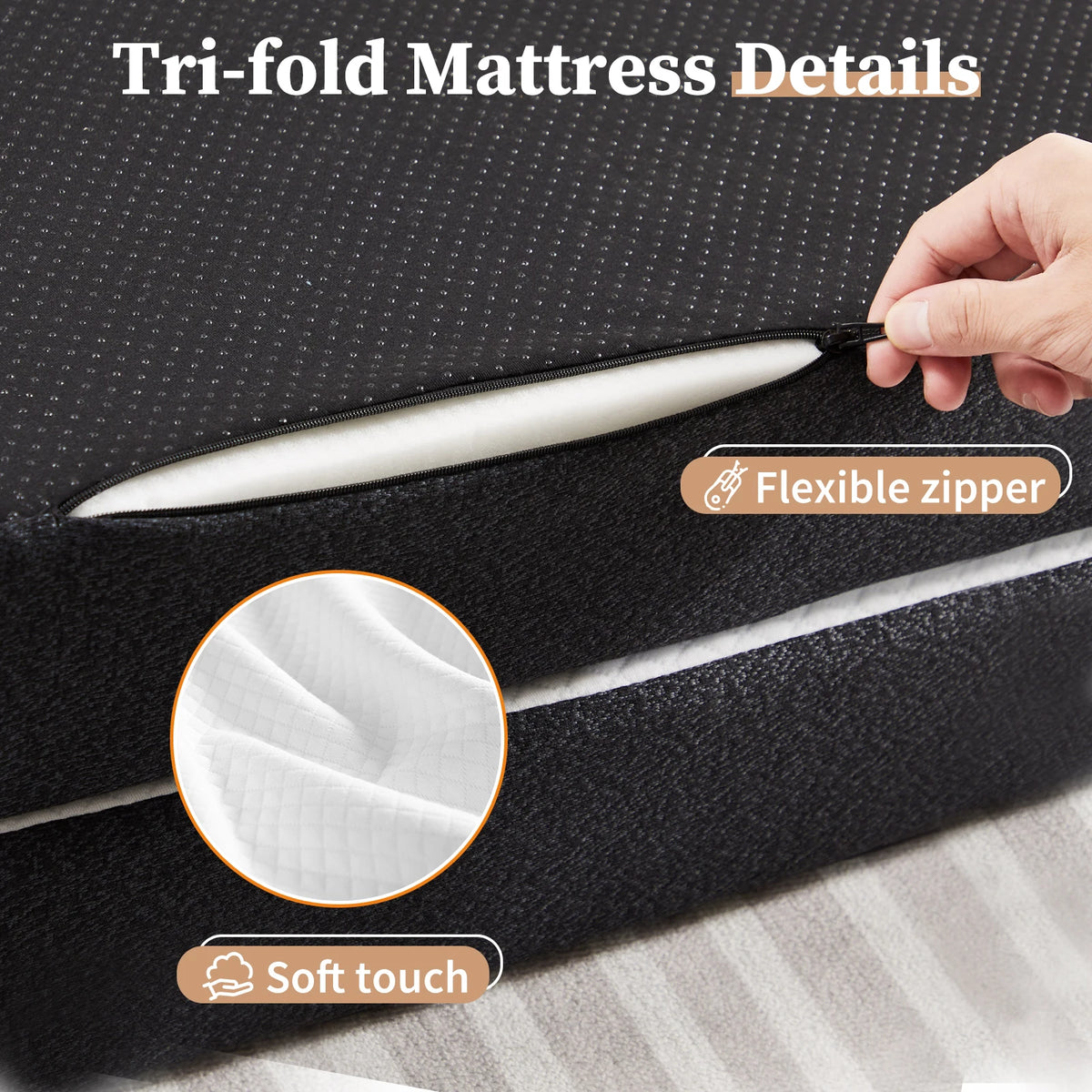 JHK Trifold Memory Foam Portable Floor Bed
