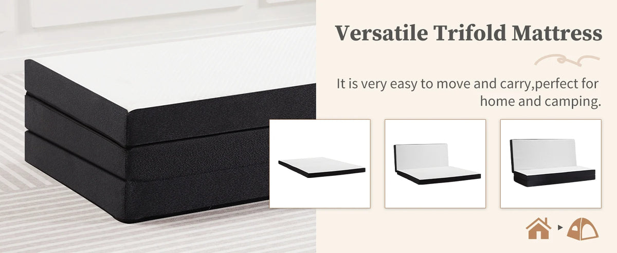 JHK Trifold Memory Foam Portable Floor Bed