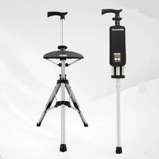 2 In 1 Portable Folding Cane And Chair With Seat