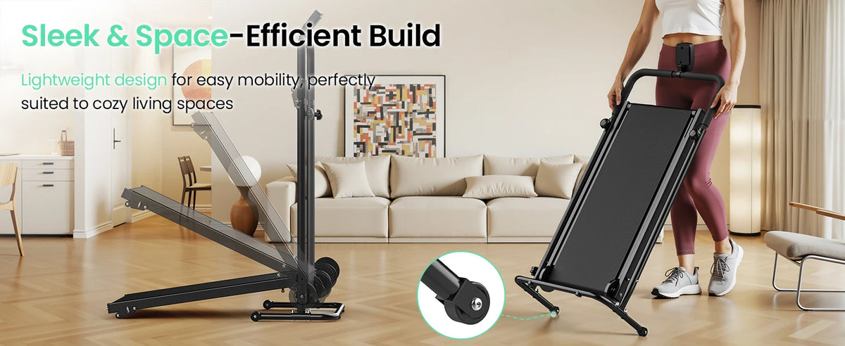 AKLUER Motorless Treadmill With LCD Monitor And Dual Flywheel