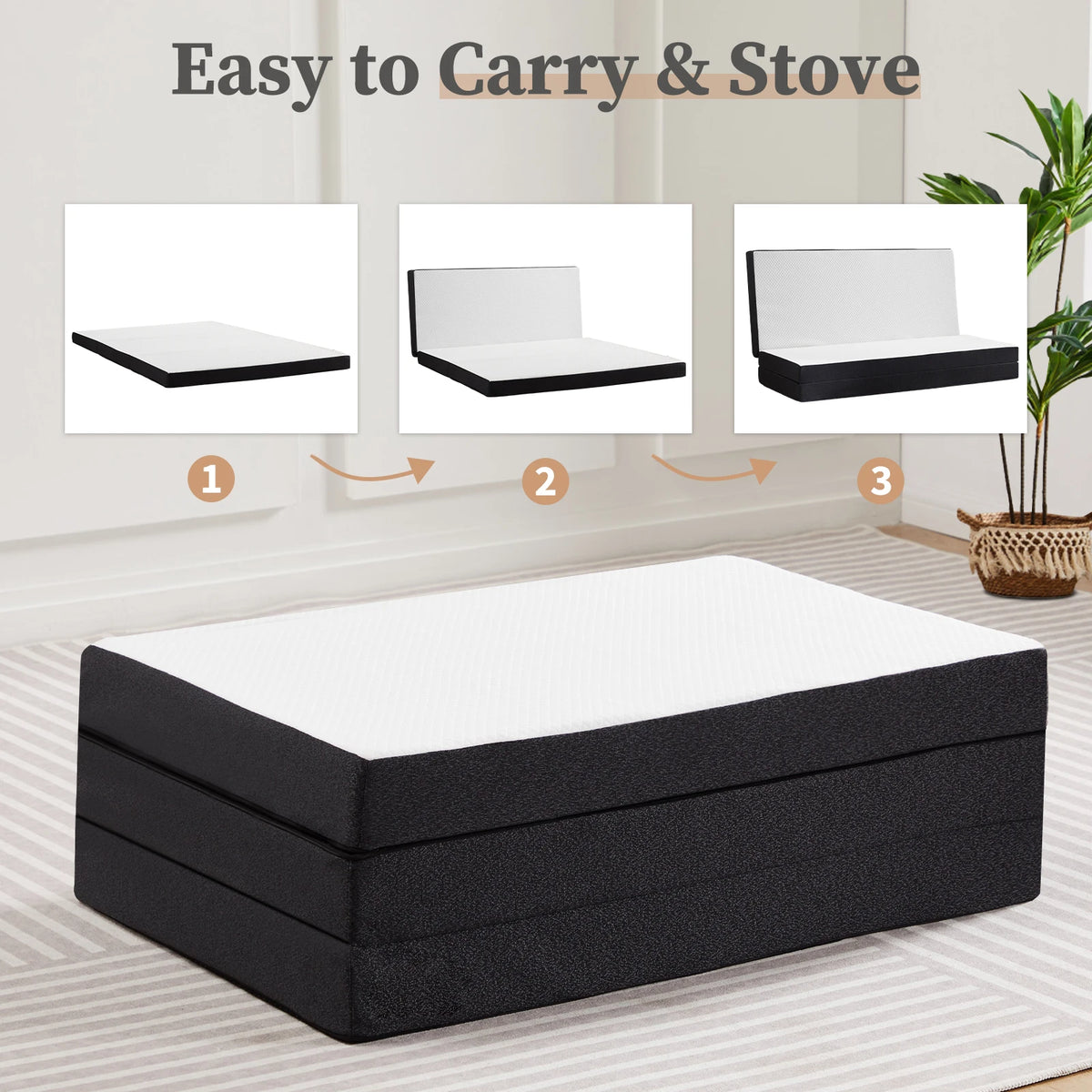 JHK Trifold Memory Foam Portable Floor Bed