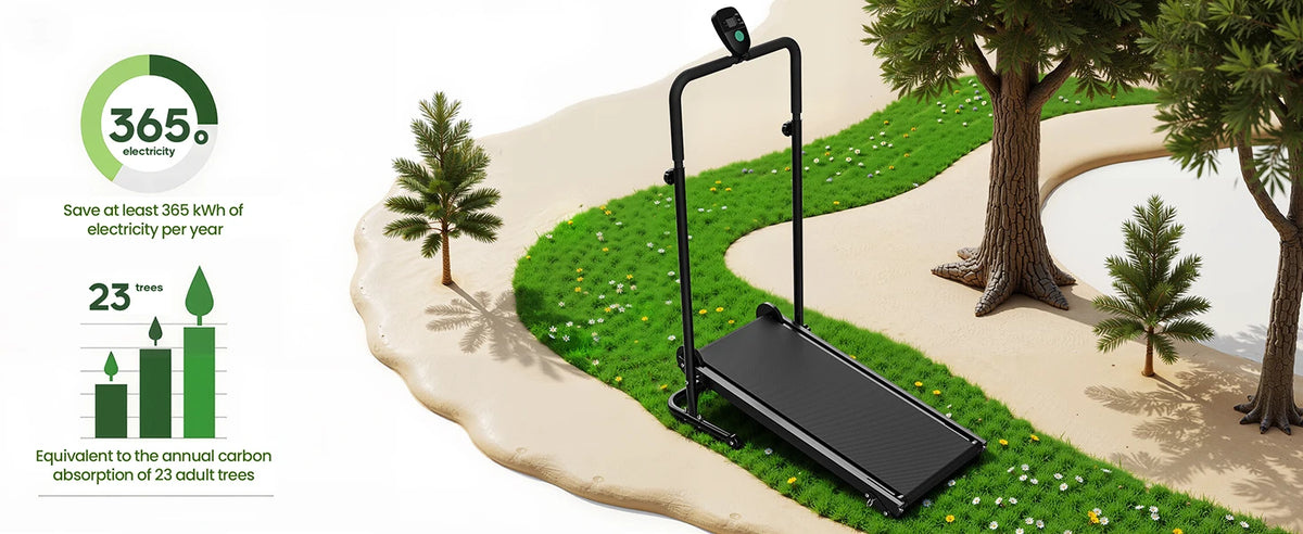 AKLUER Motorless Treadmill With LCD Monitor And Dual Flywheel