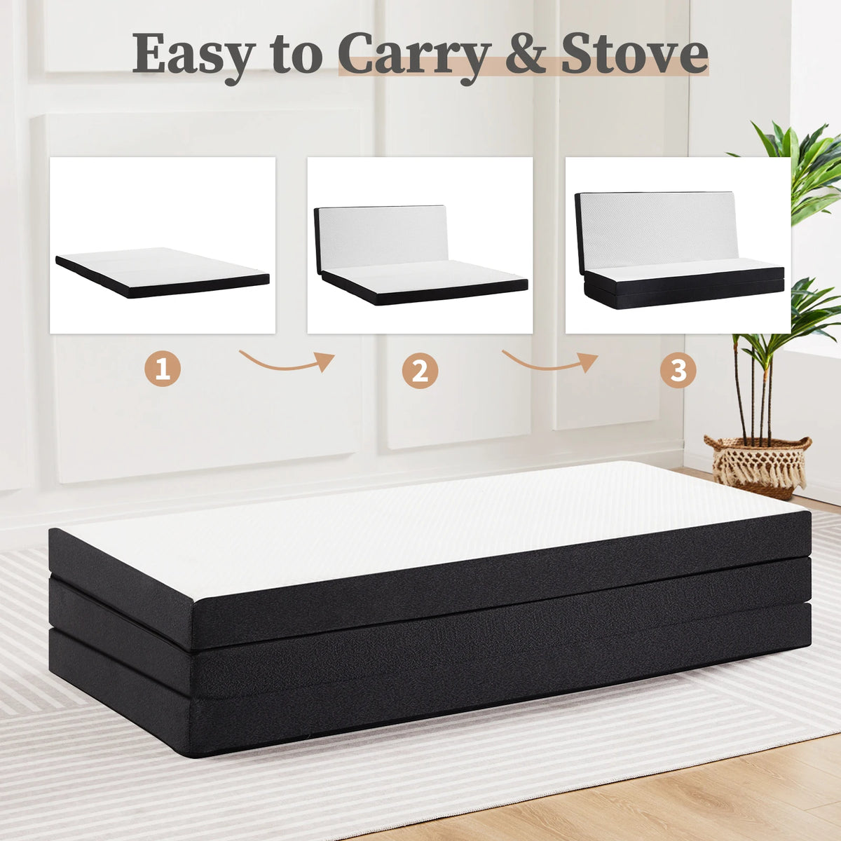 JHK Trifold Memory Foam Portable Floor Bed