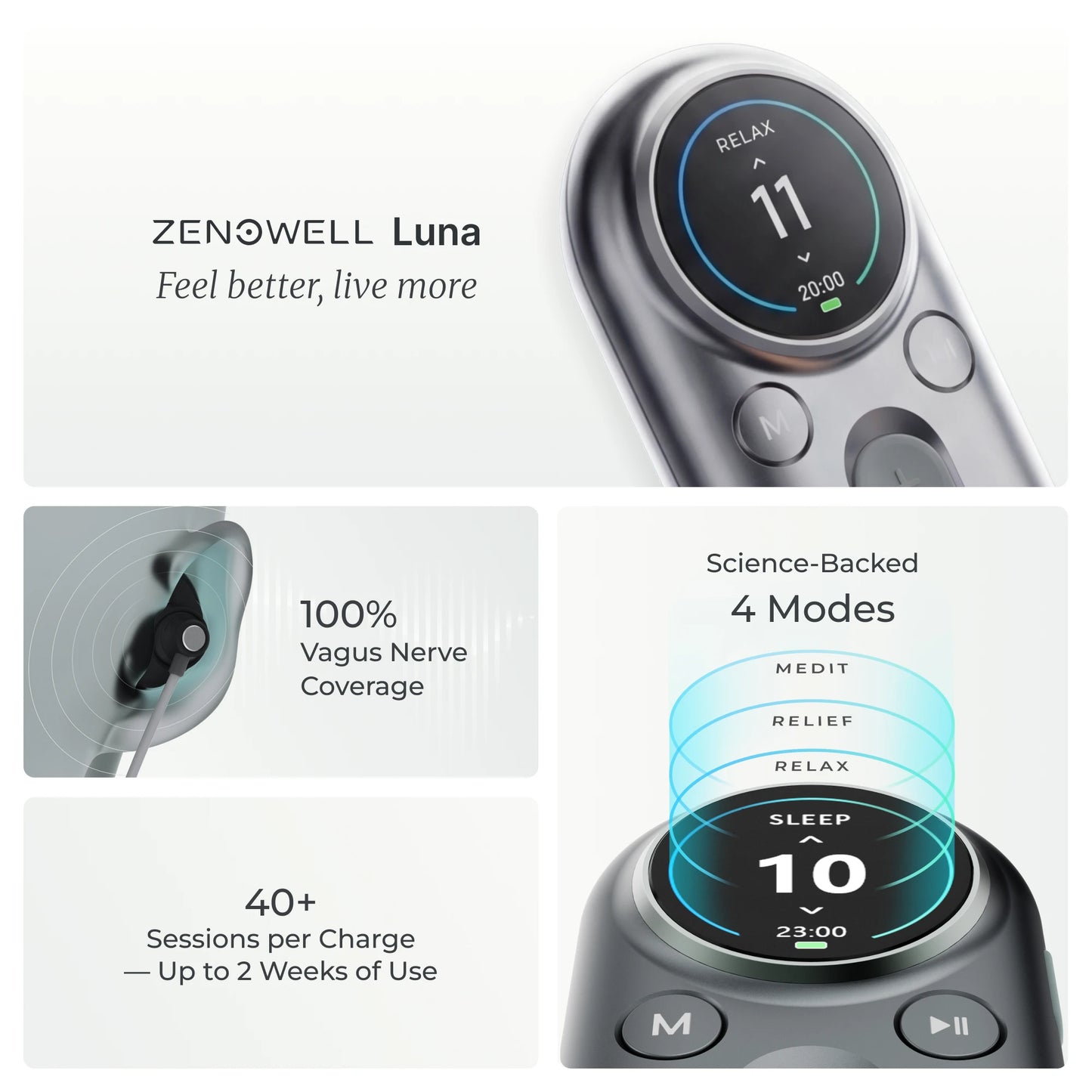 Zenowell Luna Vita taVNS Ear Vagus Nerve Stimulator