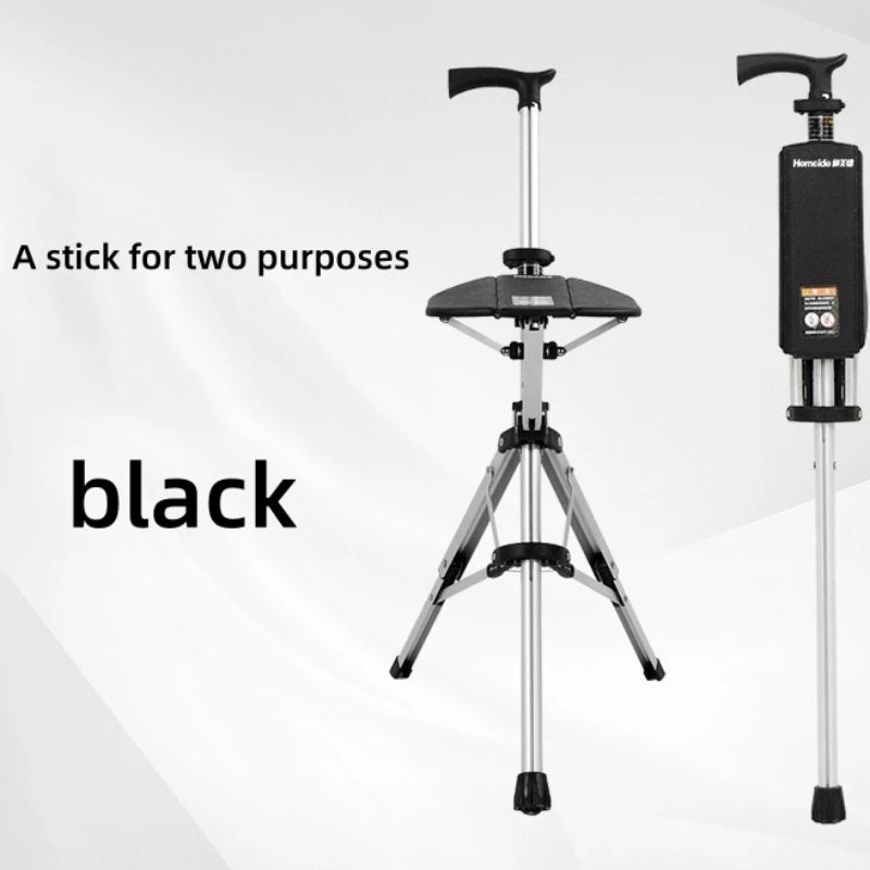2 In 1 Portable Folding Cane And Chair With Seat