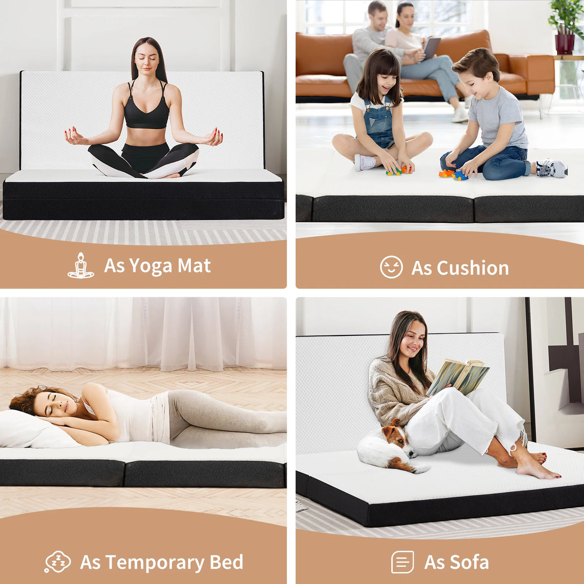 JHK Trifold Memory Foam Portable Floor Bed