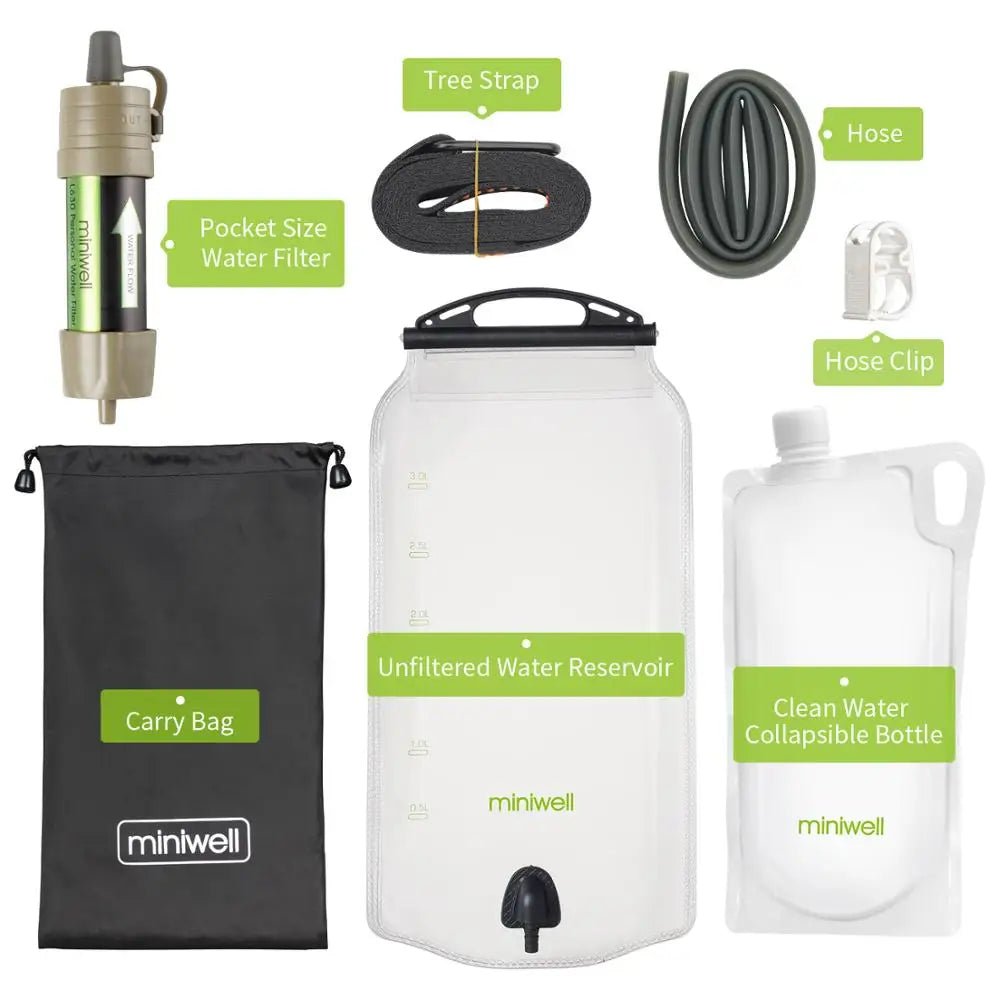 Miniwell Outdoor Gravity Water Filter for Hiking and Travel