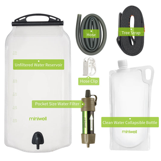 Miniwell Outdoor Gravity Water Filter for Hiking and Travel