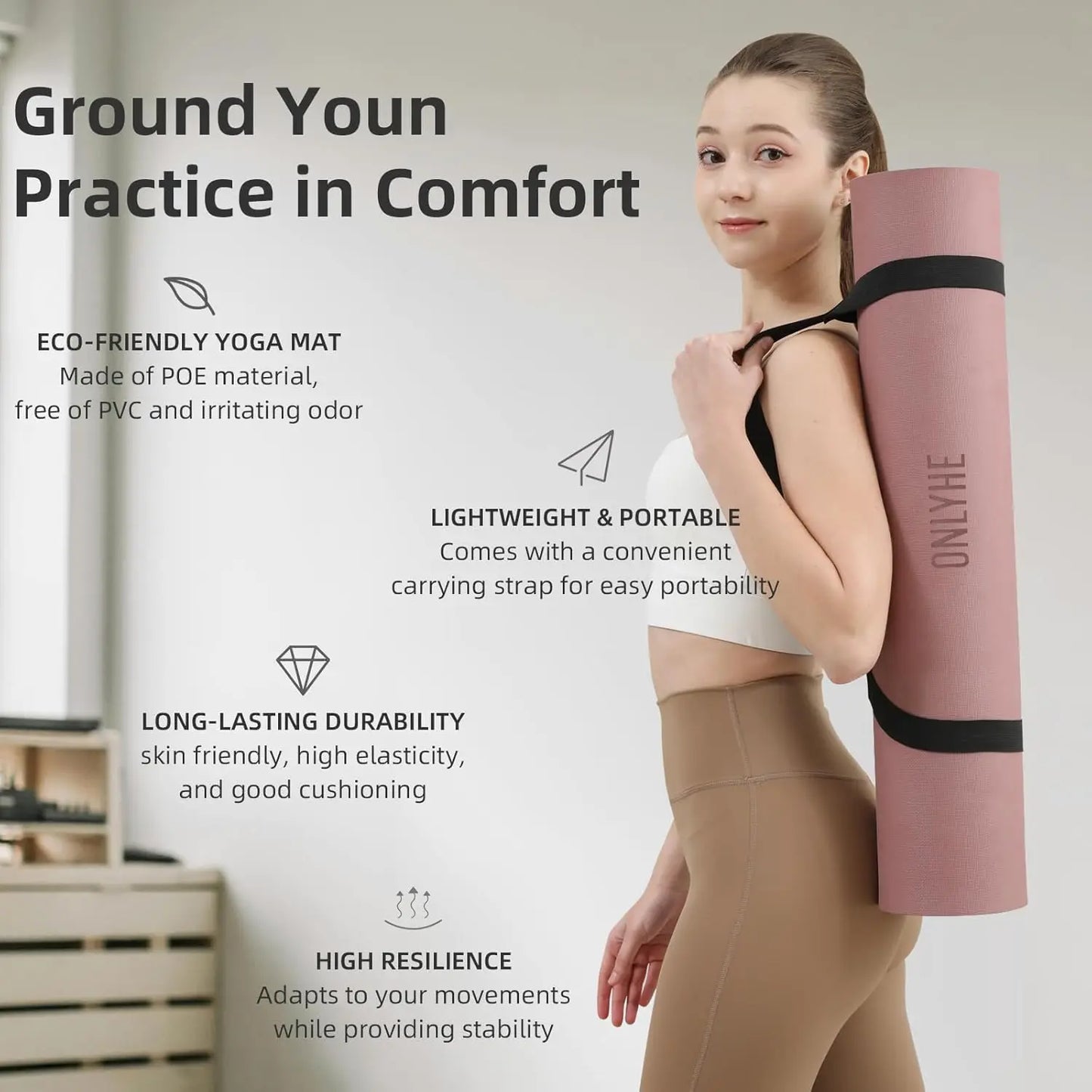 Extra Thick Yoga Mat TPE Anti Slip Lightweight