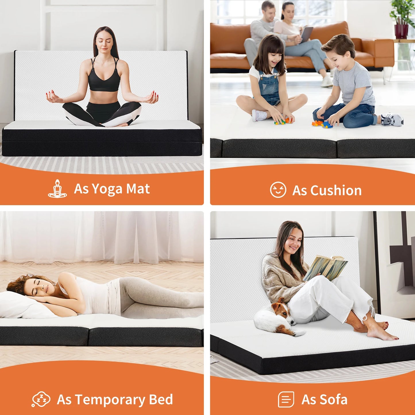 JHK Trifold Memory Foam Mattress With Washable Cover