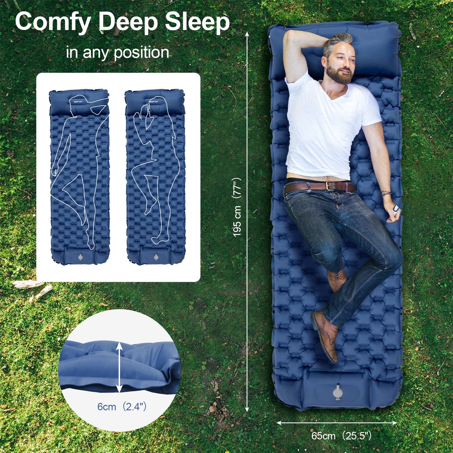 Waterproof Ultralight Inflatable Air Mattress With Pillow TPU