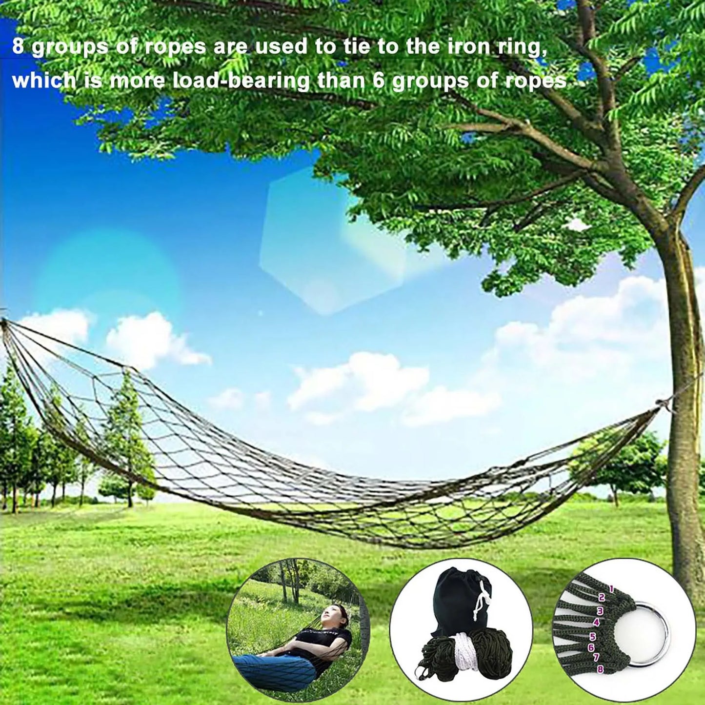 Outdoor Hammock With Portable Carry Bag For Patio Backyard