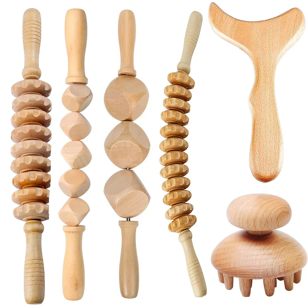 Jecaliz Wooden Massager Lymphatic Drainage Guasha Roller