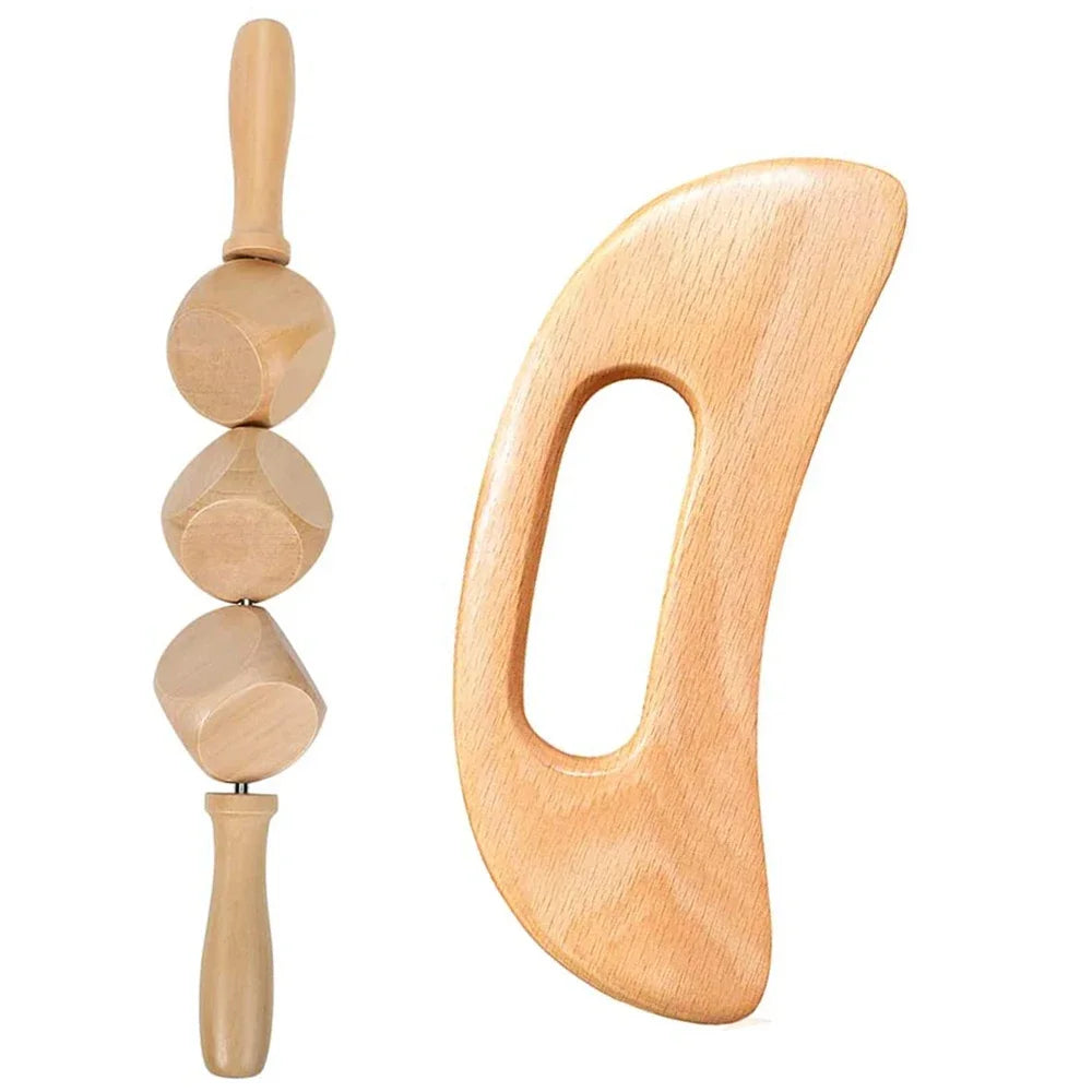 Jecaliz Wooden Massager Lymphatic Drainage Guasha Roller