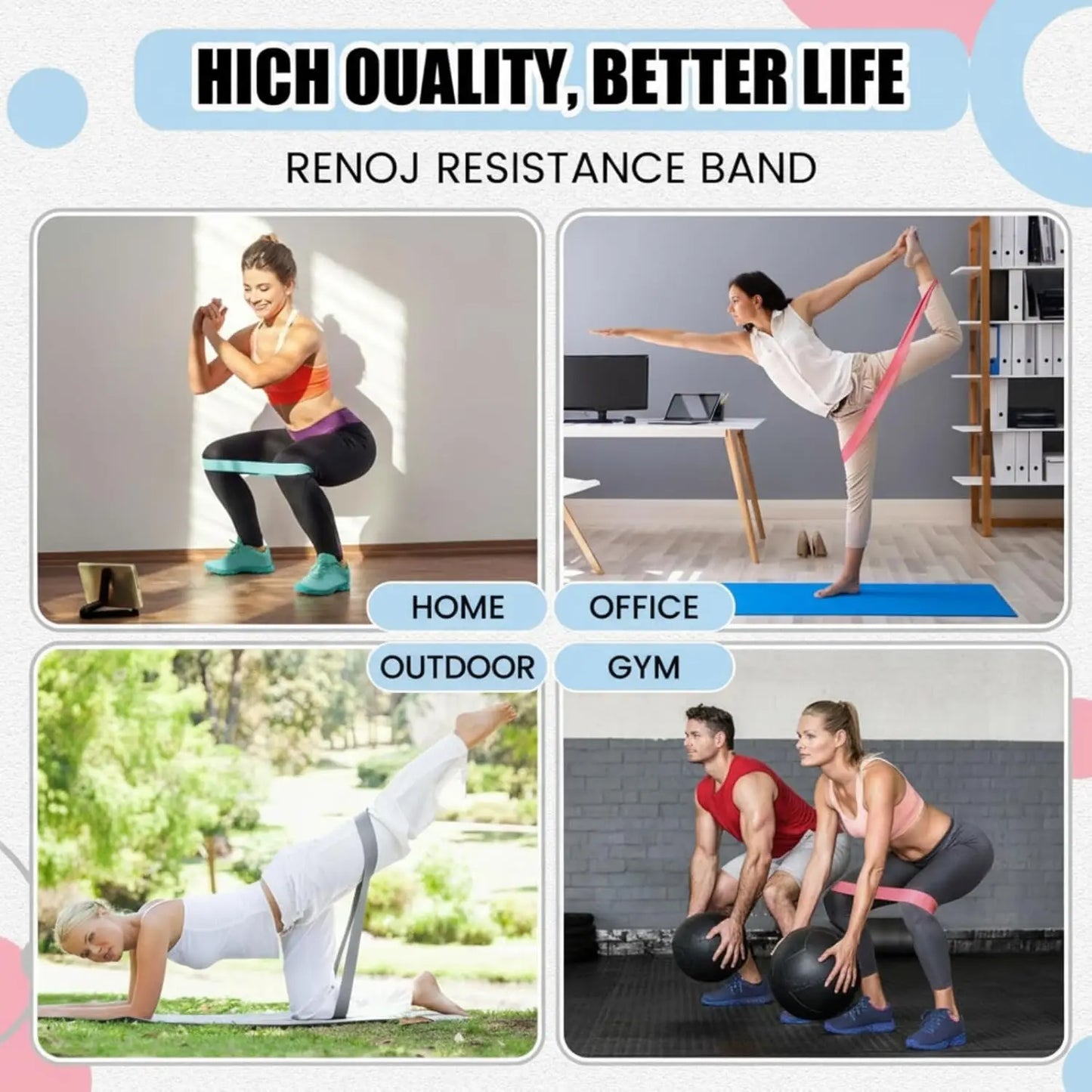 Resistance Bands Set 6 Pack For Yoga And Strength Training