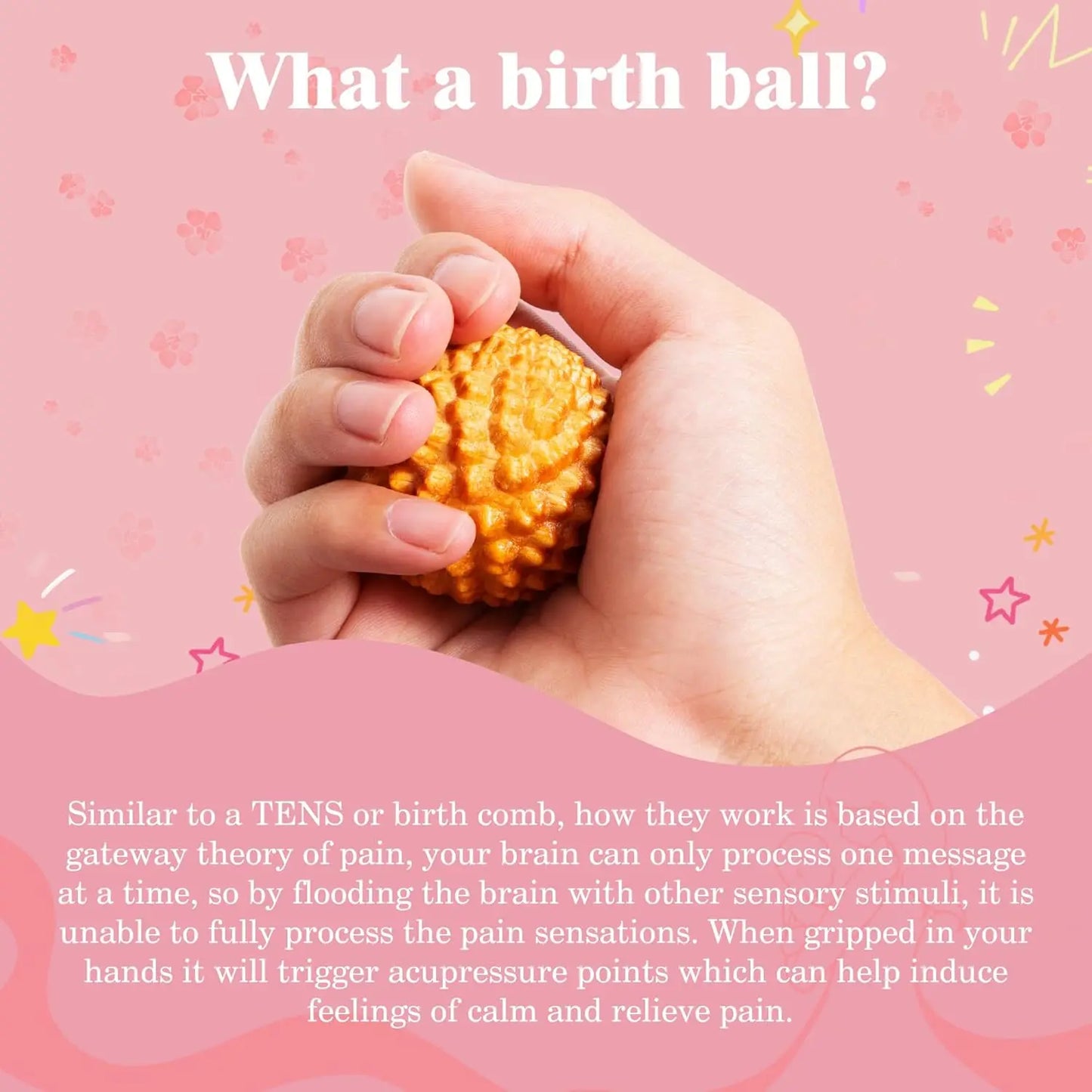 Wooden Massage Ball Acupressure 2 Pack for Labor Pain Relief
