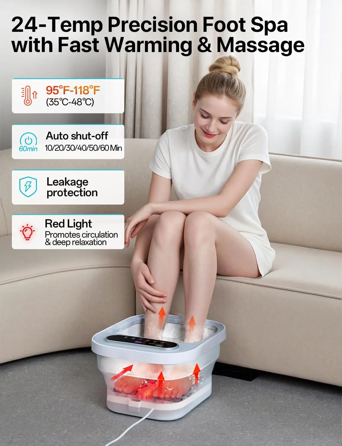 Collapsible Foot Spa Massager With Heat And Shiatsu Rollers