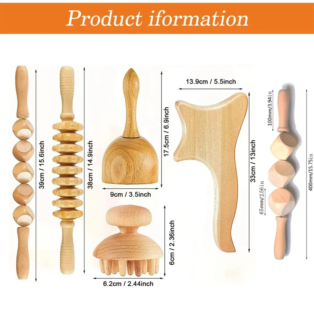 Jecaliz Wooden Massager Lymphatic Drainage Guasha Roller