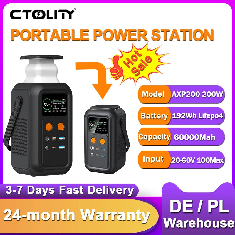 CTOLITY 200W Power Station Lifepo4 192Wh Portable Charger
