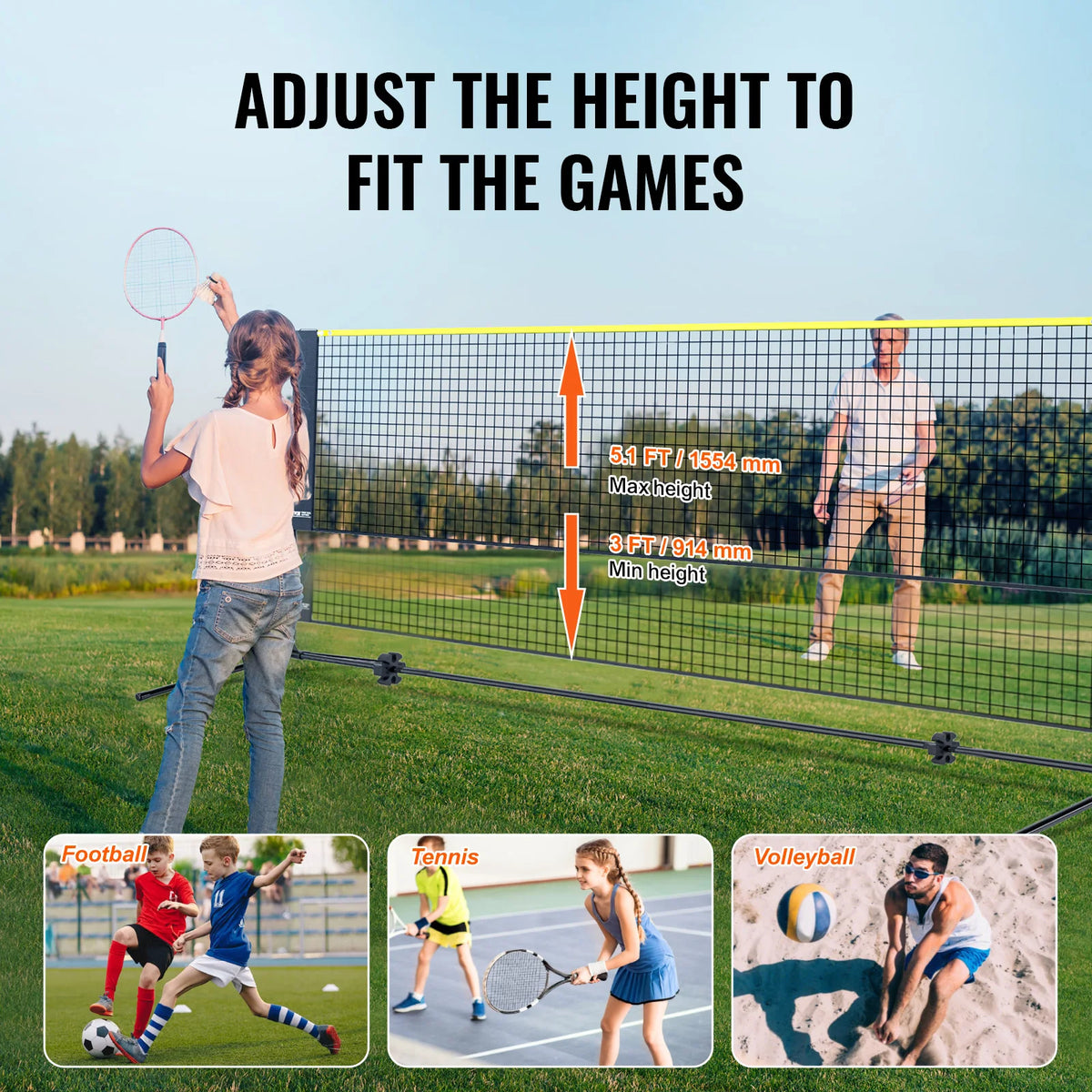 SucceBuy Portable Multi Sport Badminton Net Set