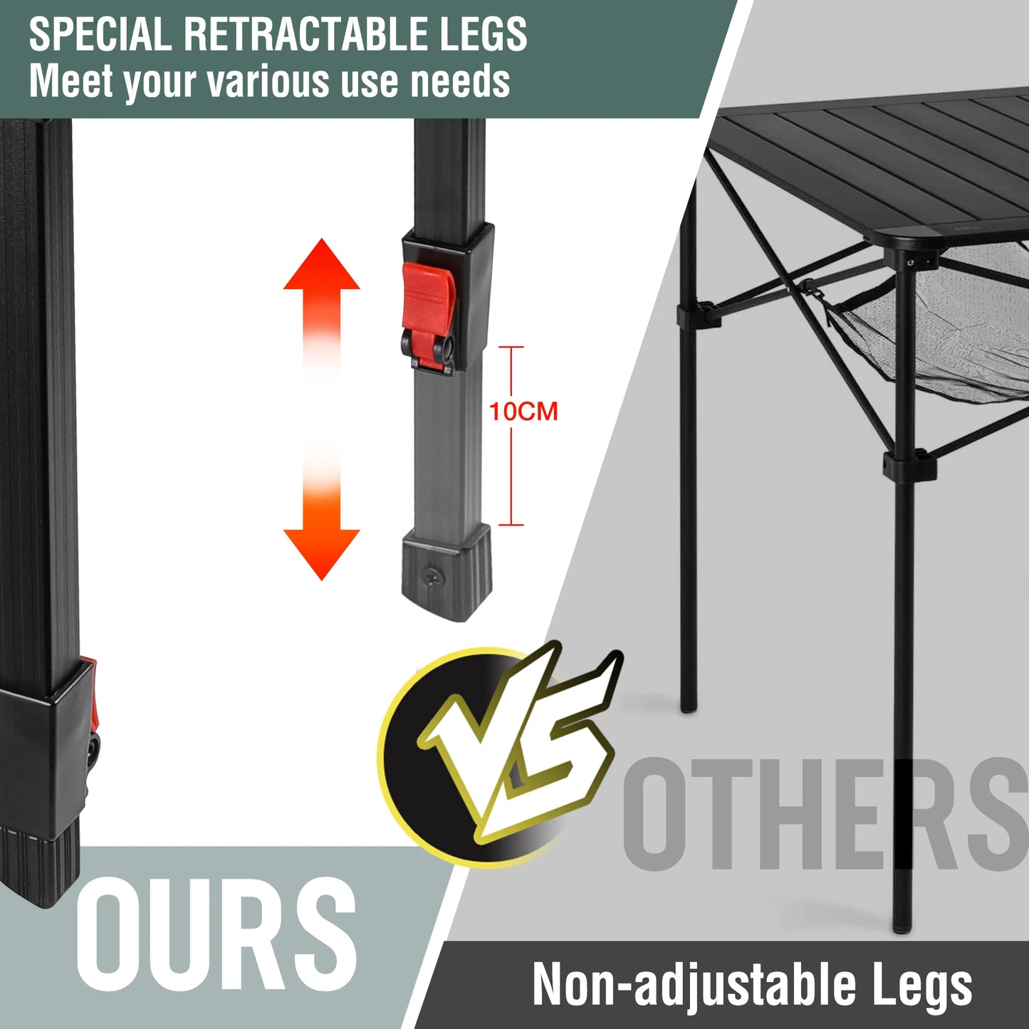 VILLEY Folding Camping Table Aluminum Lightweight Carry Bag