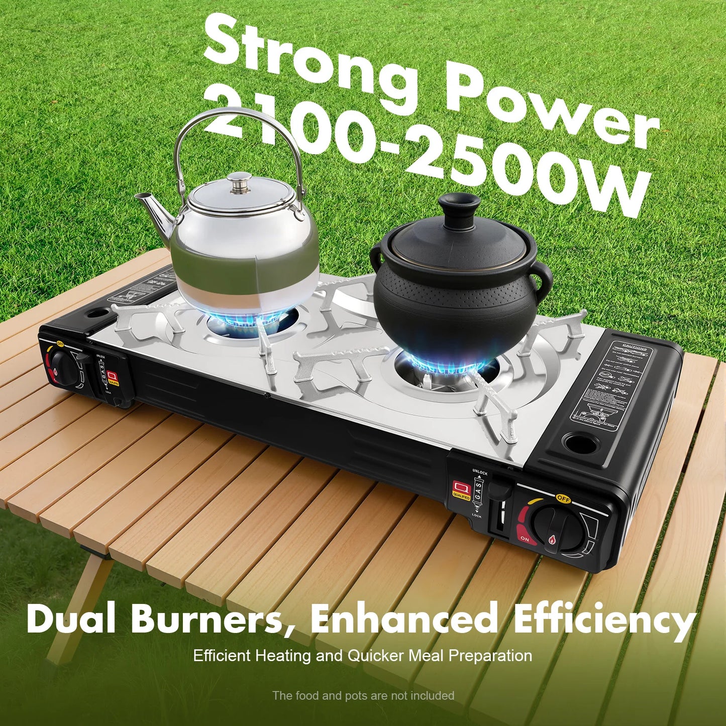 Gas Stove With Grill Pan 2 Burner Camping Stove