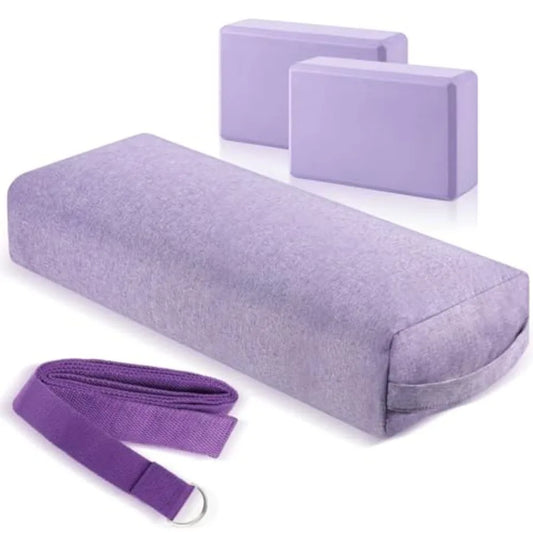Yoga Bolster Pillows and Blocks Set with Strap