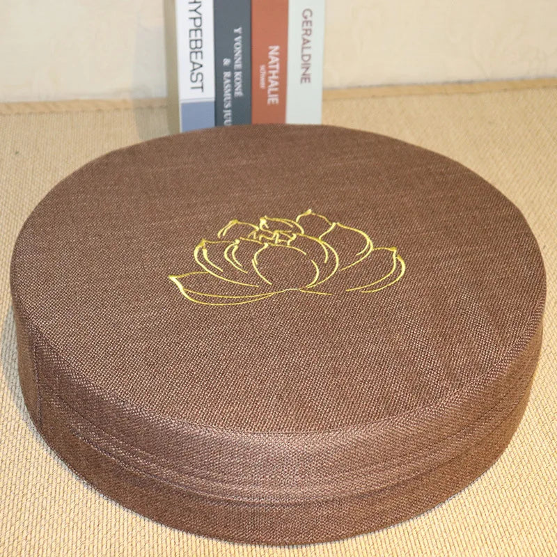 Yoga Meditation Linen Cushion Lotus Texture Backrest Pillow