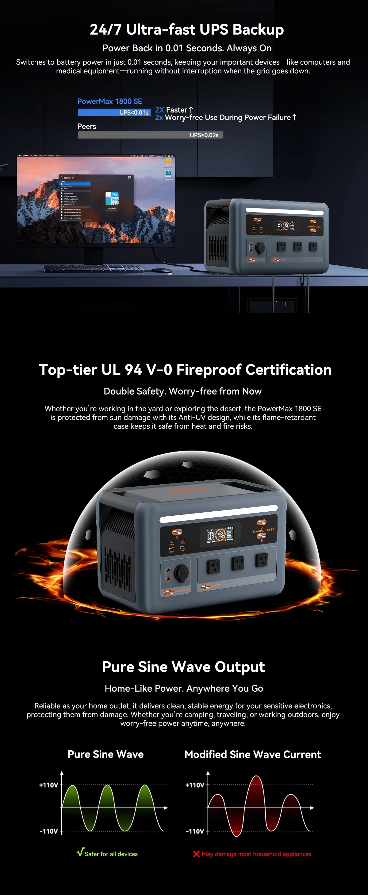 OSCAL Portable Power Station With Solar Charging