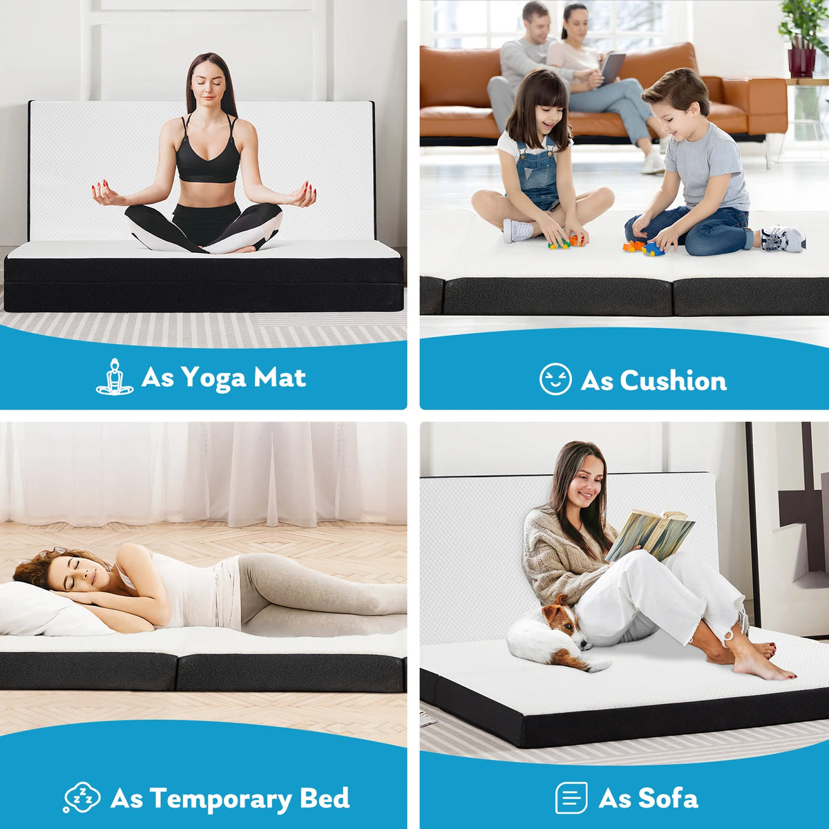 JHK Trifold Memory Foam Portable Floor Bed