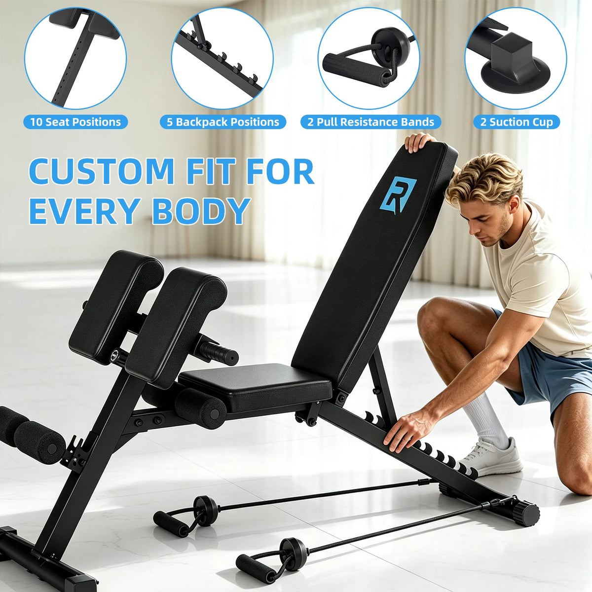 Multifunctional Roman Fitness Bench for Core Training