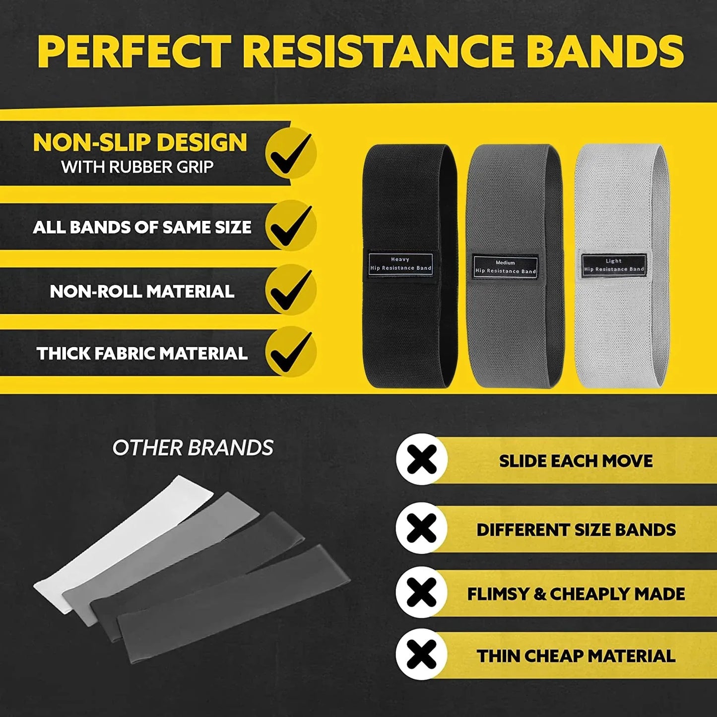 Elastic Fabric Glute And Thigh Resistance Bands Workout
