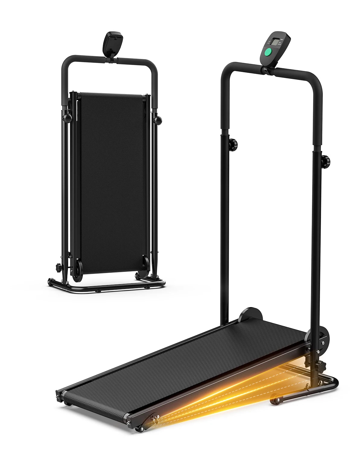 AKLUER Motorless Treadmill With LCD Monitor And Dual Flywheel