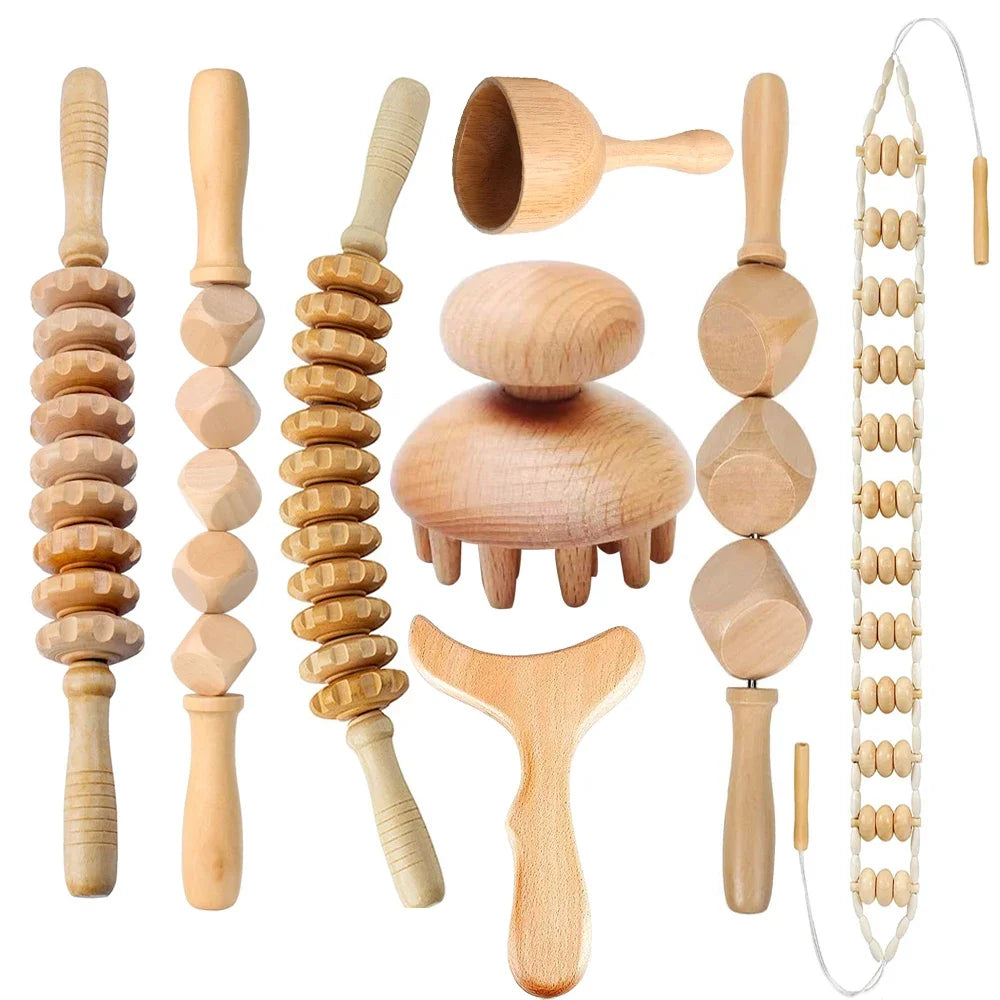 Jecaliz Wooden Massager Lymphatic Drainage Guasha Roller