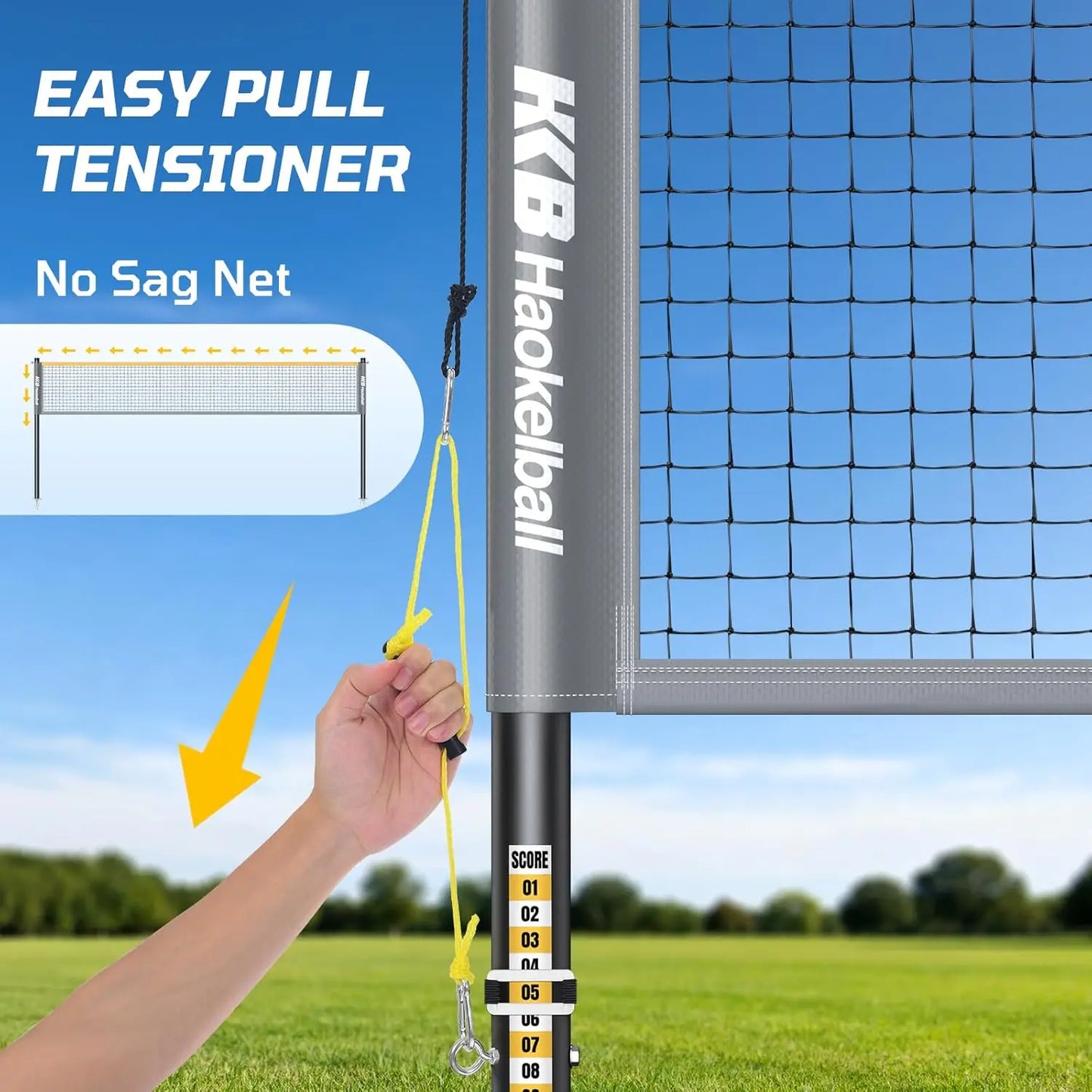 Outdoor Badminton Net Set With Anti Sag Winch And Carry Bag