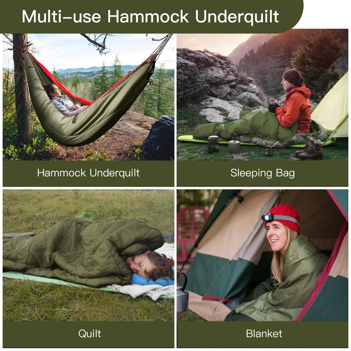 Insulated Hammock Underquilt Sleeping Bag Blanket for Camping