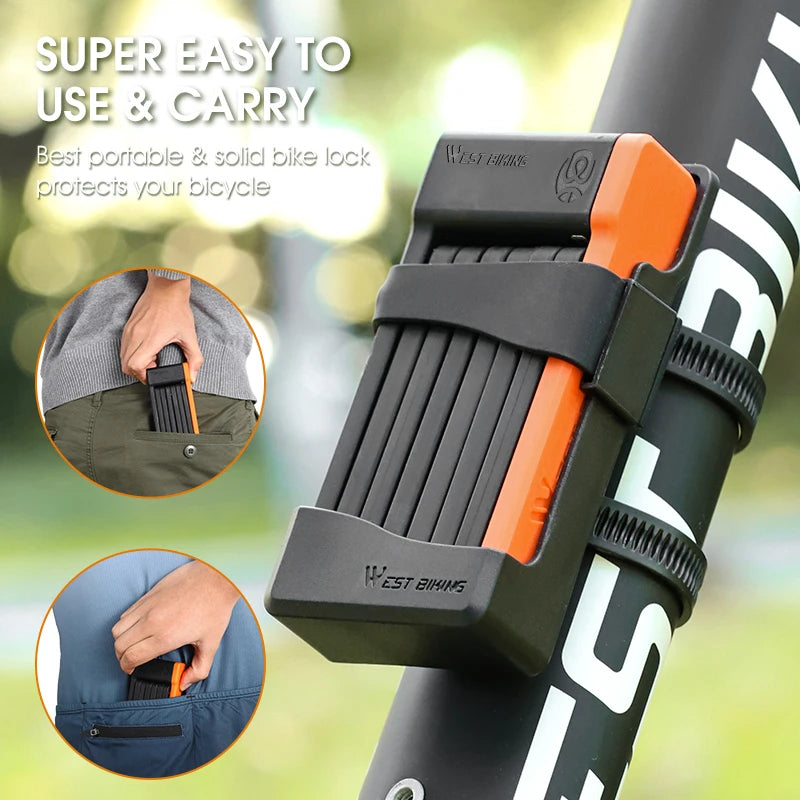 West Biking Foldable Bicycle Lock Anti-Theft With 3 Keys