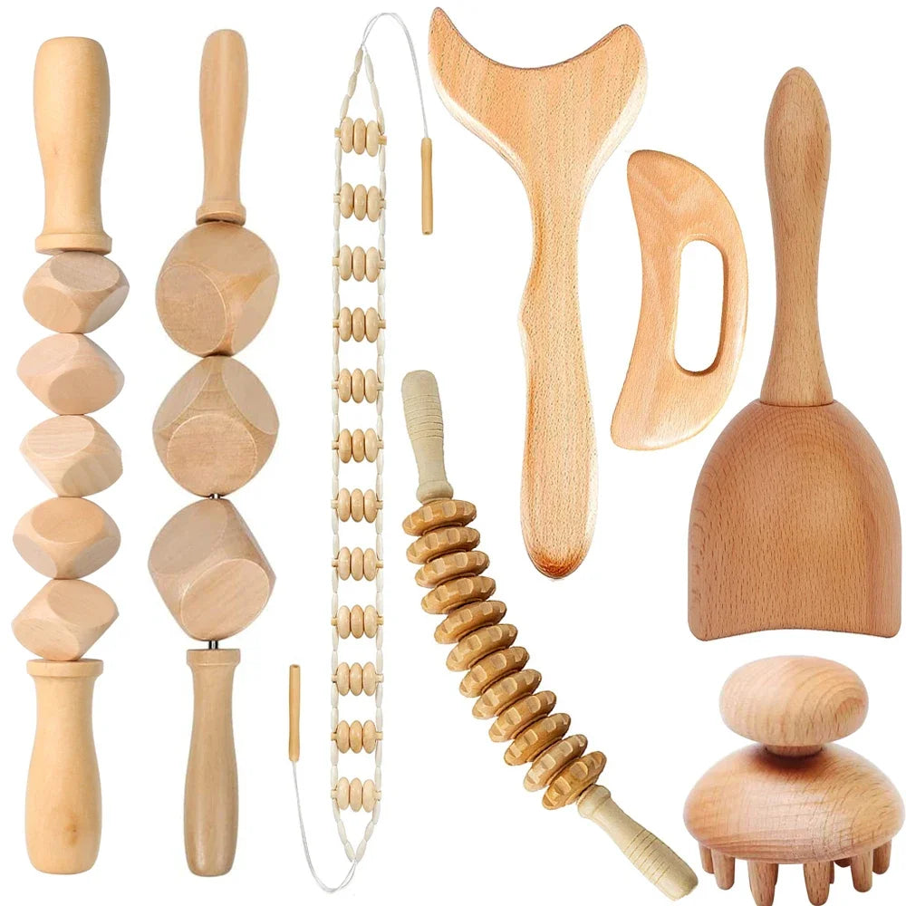 Jecaliz Wooden Massager Lymphatic Drainage Guasha Roller