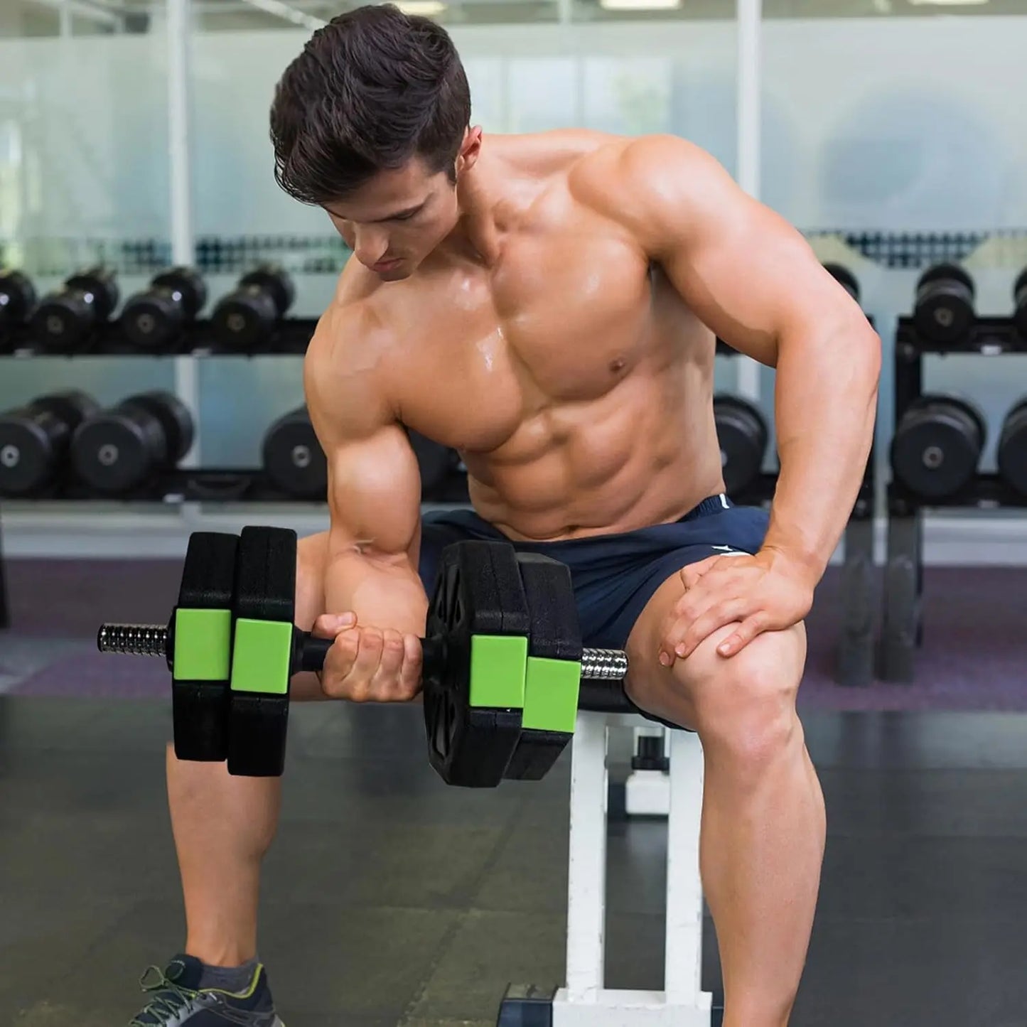 HiMISS Adjustable Dumbbell Set 2 In 1 Iron Handle