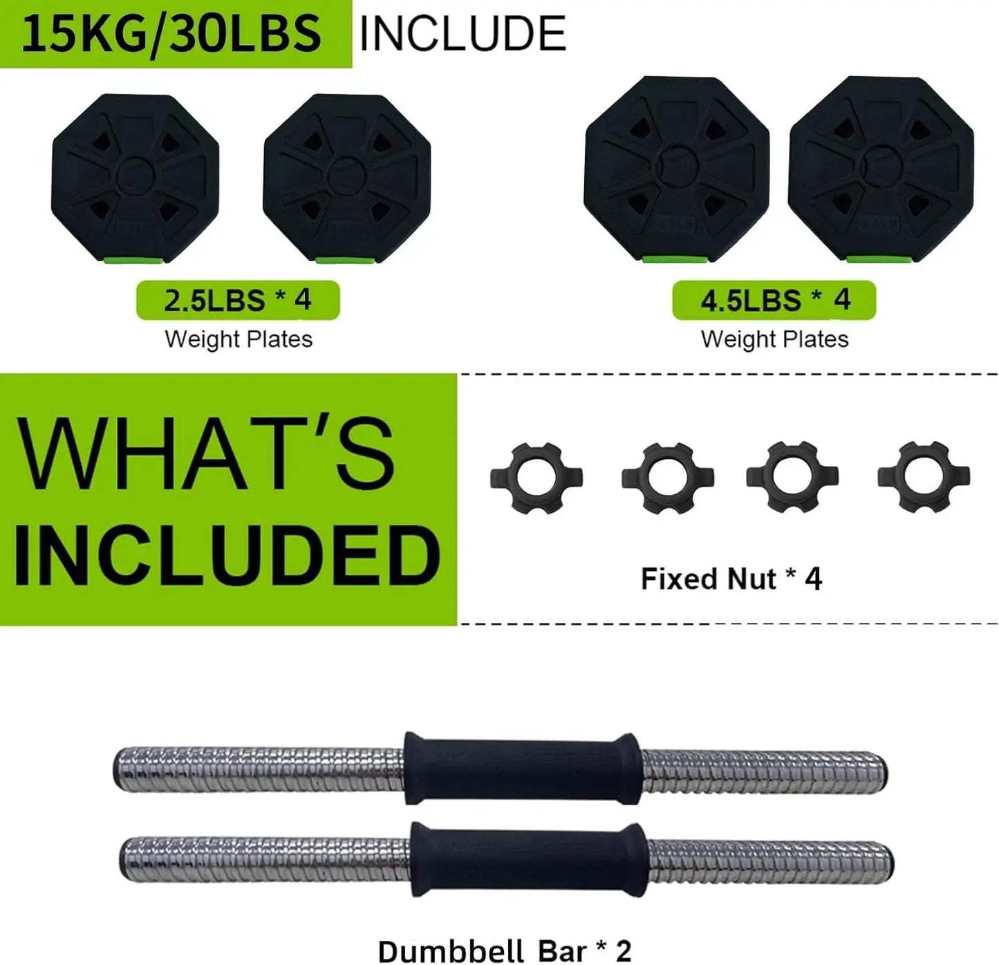 HiMISS Adjustable Dumbbell Set 2 In 1 Iron Handle