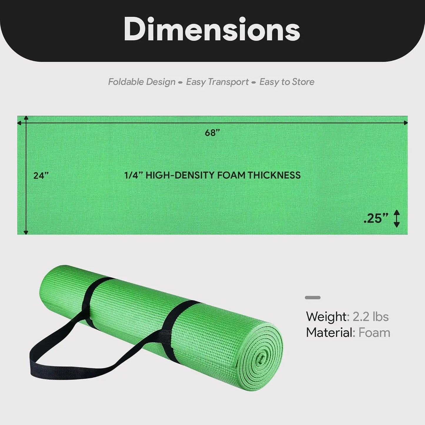 High Density Anti Tear Yoga Mat With Carrying Strap