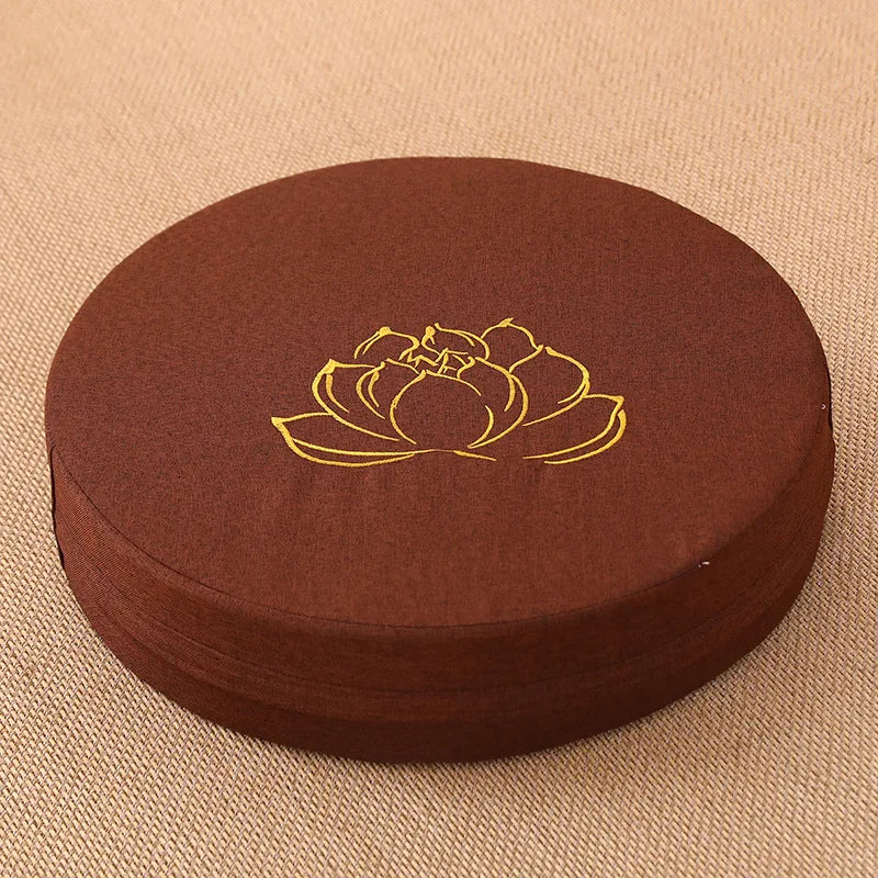 Yoga Meditation Linen Cushion Lotus Texture Backrest Pillow
