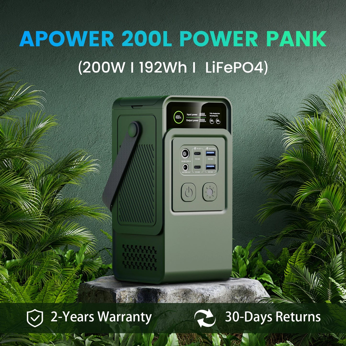 CTOLITY 200W Power Station Lifepo4 192Wh Portable Charger