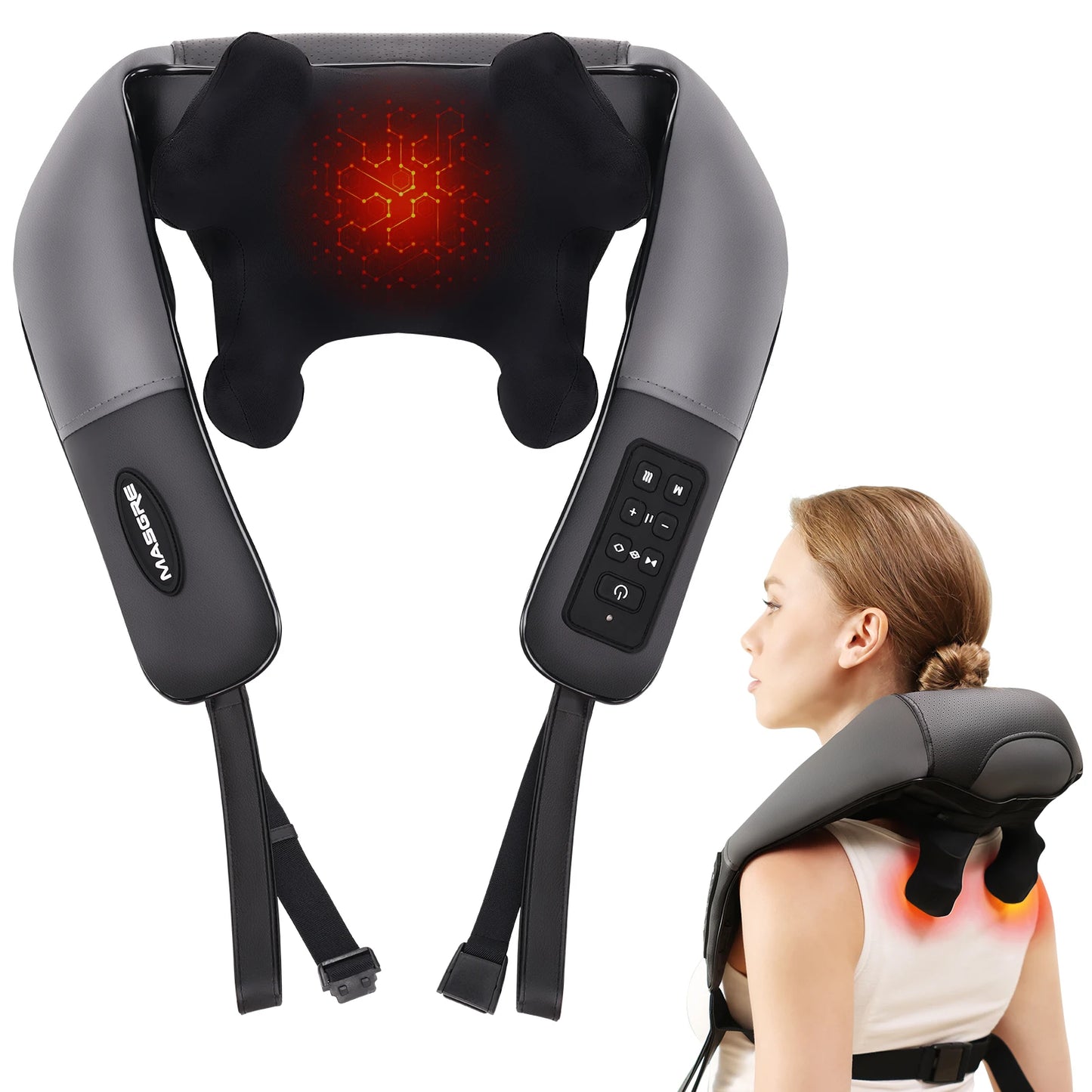 MASGREE Upgraded Adjustable Cordless Neck Massager With Heat