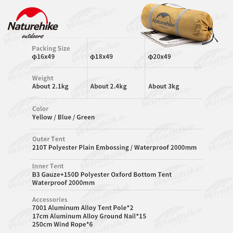 Naturehike Portable Waterproof Double Layer Tent 2 3 Persons