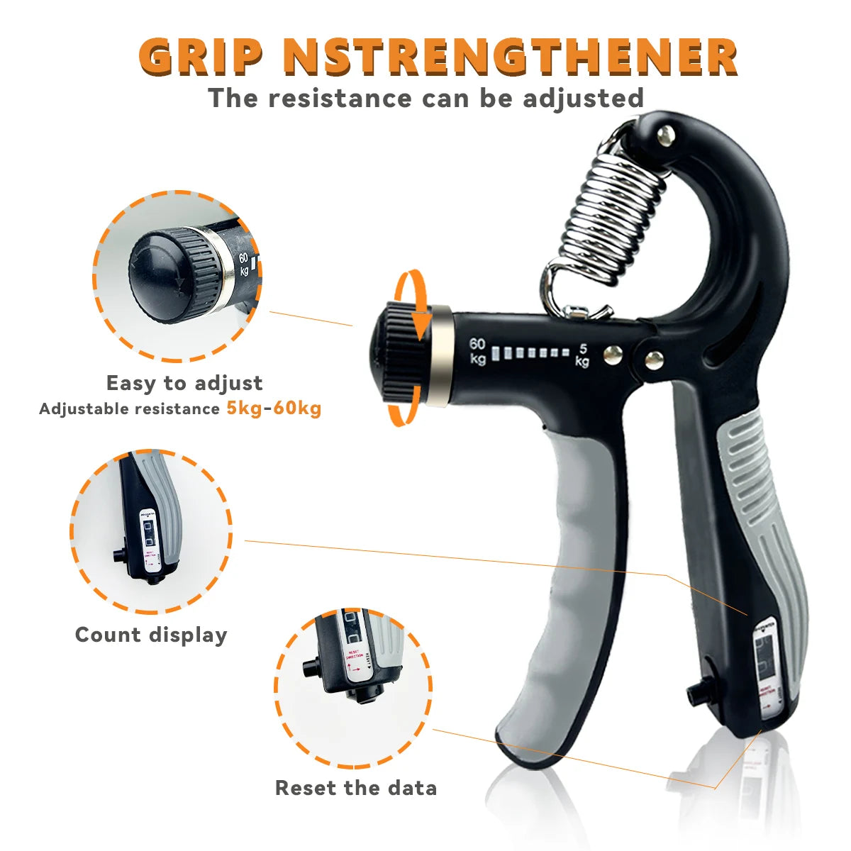 Grip Strength Trainer Adjustable Hand Grip Forearm Trainer